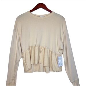 ALRAR’D STATE NWT Mica Ruffle Peplum Hem Top Size Medium in New Wheat Tan